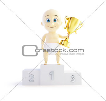 baby trophy cup 3d Illustrations on a white background