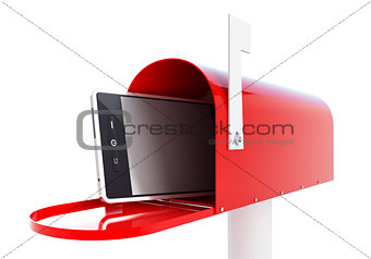 mailbox phone 3d Illustrations on a white background