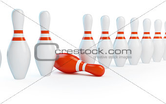 row skittles bowling on a white background