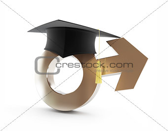 boys' school. graduation cap, sign me on a white background