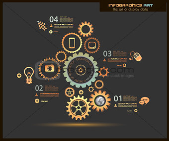 Infographic design template with gear chain.