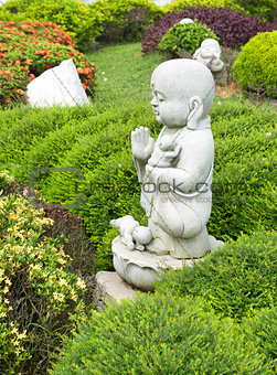 Limestone buddha monk statue 