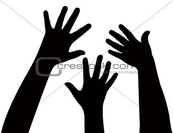 playing children hands silhouette, vector