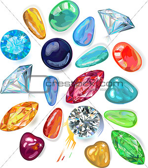 Array of precious stones. Vector Illustration, EPS8