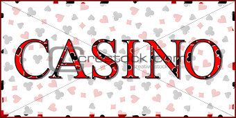 Casino Banner with Playing Cards Suits Background. Vector Illustration