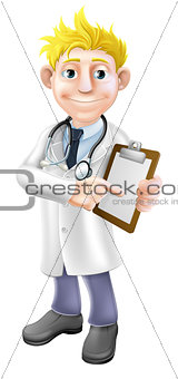 Doctor pointing at clipboard