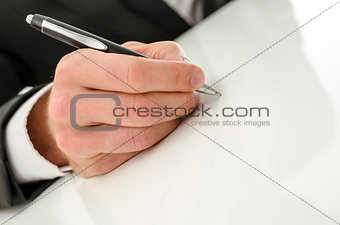 Signing on a white background