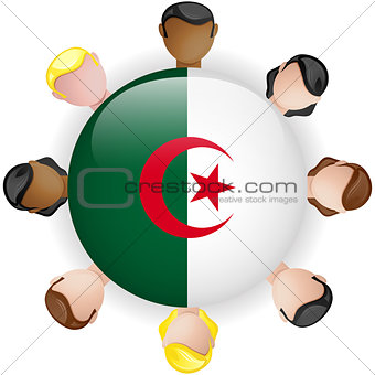 Algeria Flag Button Teamwork People Group