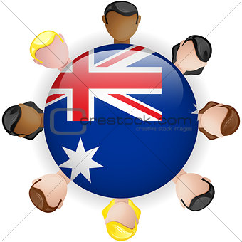 Australia Flag Button Teamwork People Group