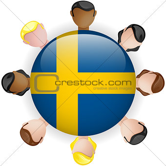 Sweden Flag Button Teamwork People Group