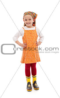 Little girl dressed for gardening