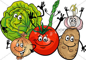 vegetables group cartoon illustration