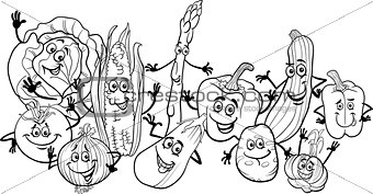 happy vegetables cartoon for coloring book