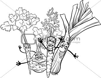 cartoon soup vegetables for coloring book