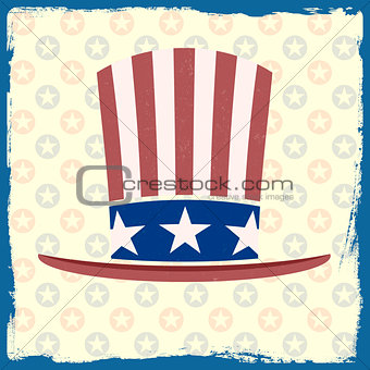american flag retro themed hat on grungy background