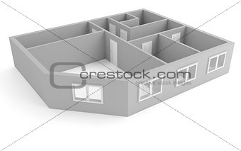 plan of modern apartment with empty rooms with windows and doors