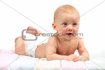 Cute baby boy over white
