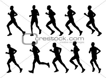 high quality marathon runners silhouettes