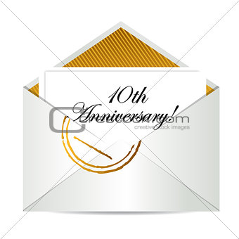 Happy 10th Anniversary gold mail letter