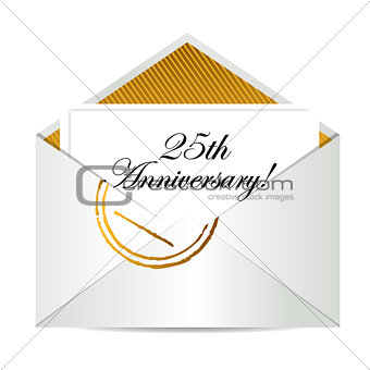 Happy 25th Anniversary gold mail letter