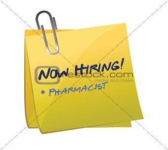 now hiring pharmacists post illustration design