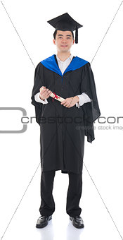 asian male graduate full length isolated with white background