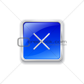 Cross icon on blue button