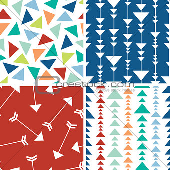 Vector arrows and triangles seamless pattern background