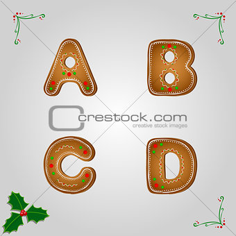 Gingerbread font a to d