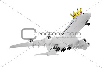 White airplane with the crown