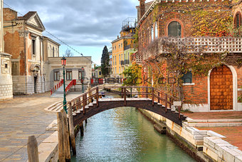 Small canal and house. Venice, Italy.
