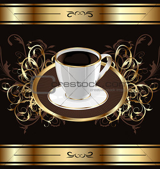 Vintage background for packing coffee, coffee cup