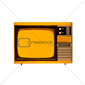 old frame television with isolated
