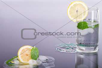 Fresh lemon drink with mint.