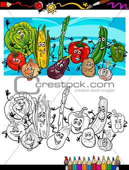 comic vegetables cartoon for coloring book