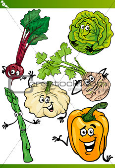 vegetables cartoon illustration set