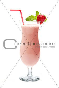 strawberry milk shake in cocktail glass
