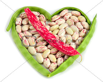 organic string beans on white background