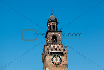 The Clock Tower of Sforzesco Castle in Milan, Lombardy, Italy