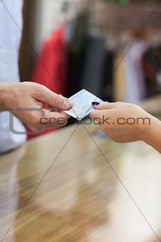 Paying with cash at counter