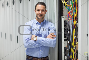 Technician standing next to the data store