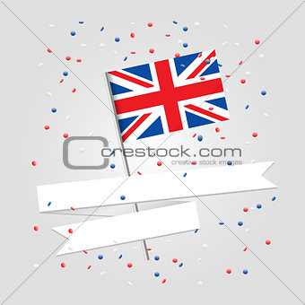 British flag over festive background