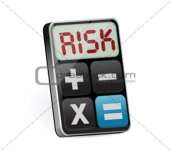 Calculator with risk on display illustration