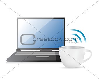 internet connection coffee mug concept