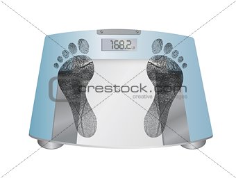 weight scale and footprints,
