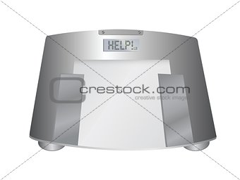The word help on a weight scale, illustration