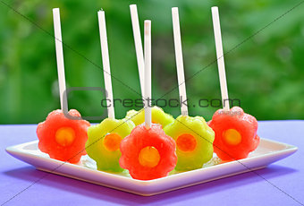 fruit pops of melon and watermelon