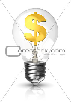 Light bulb with a dollar sign