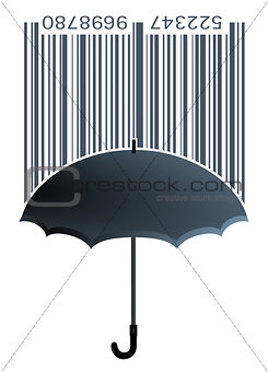 bar code label with umbrella