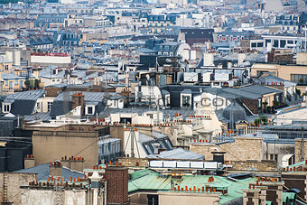 Paris rooftops aerial view